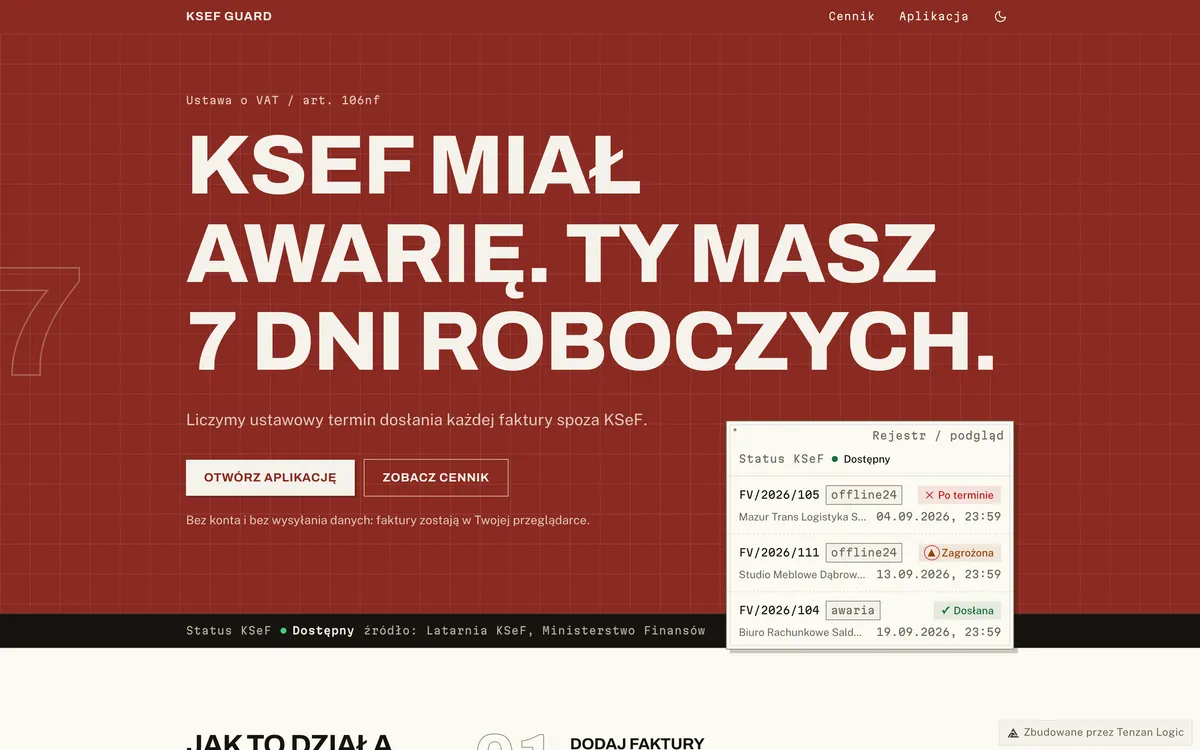KSeF Guard: rejestr terminów dosłania faktur do KSeF z żywym statusem systemu
